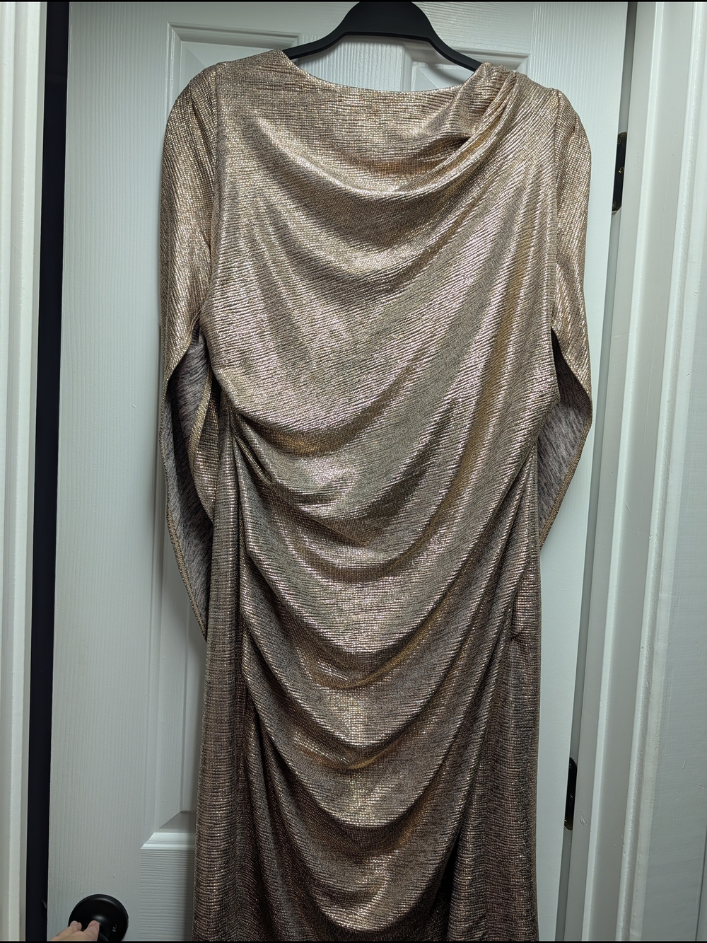 R&M Richards Metallic Pleated Dress - Gold